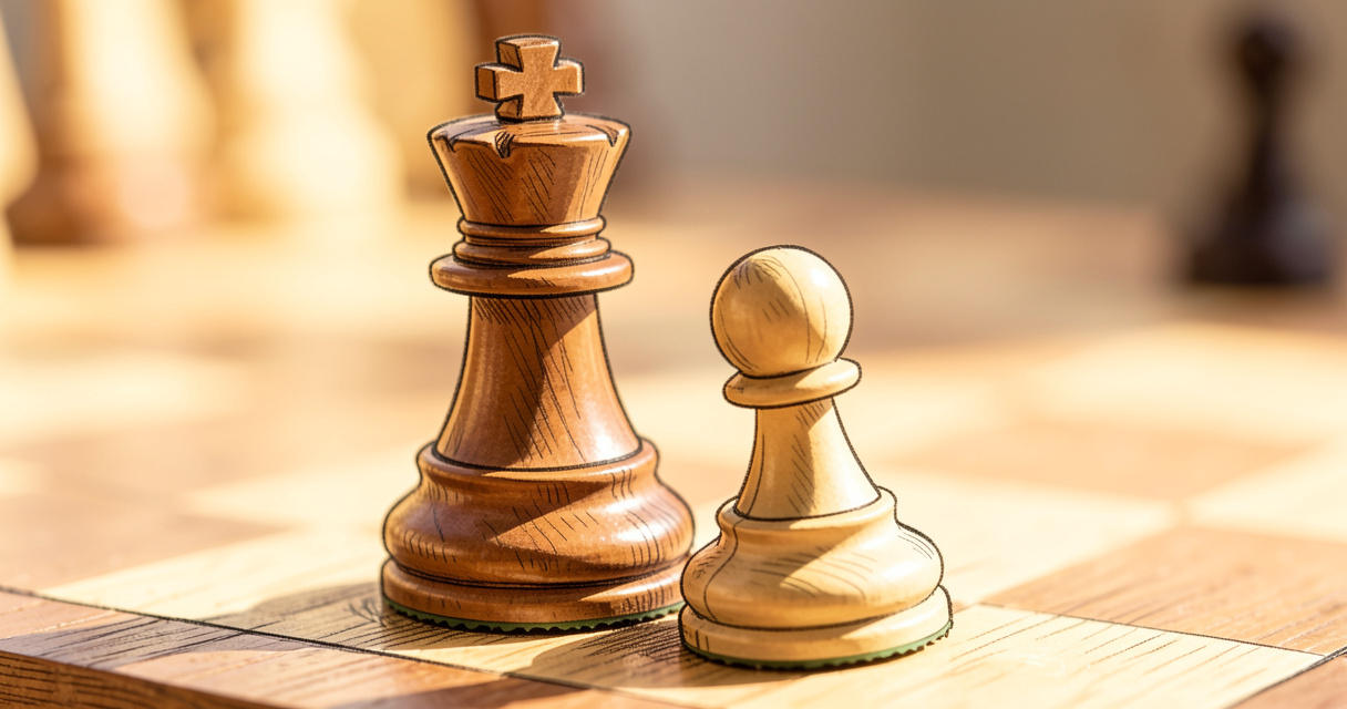 Roi d'échecs protégé par un pion, illustration de défense contre un échec