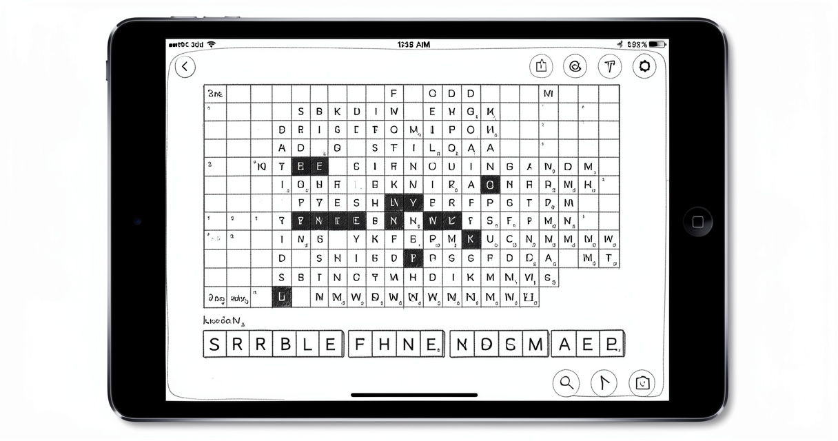 Application mobile de scrabble solitaire affichant le plateau de jeu et les lettres disponibles