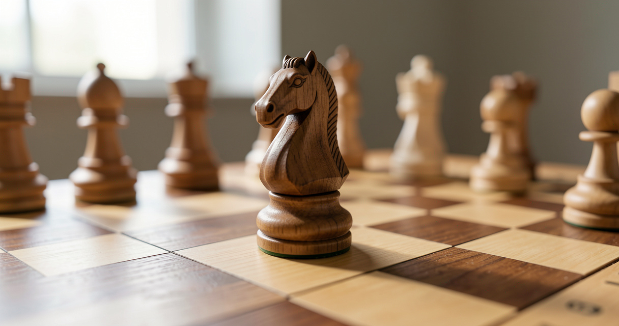 Photographie d'un échiquier avec un cavalier, illustrant le classement Elo aux échecs