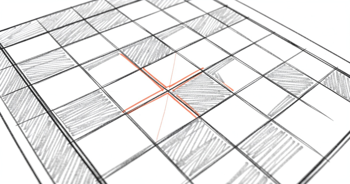 Grille de carrés 2x2 superposée sur un échiquier pour illustrer les sous-carrés