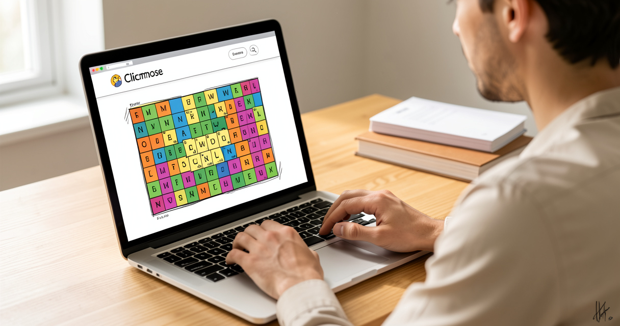 Joueur jouant au Scrabble en ligne sur Clicmouse depuis son ordinateur