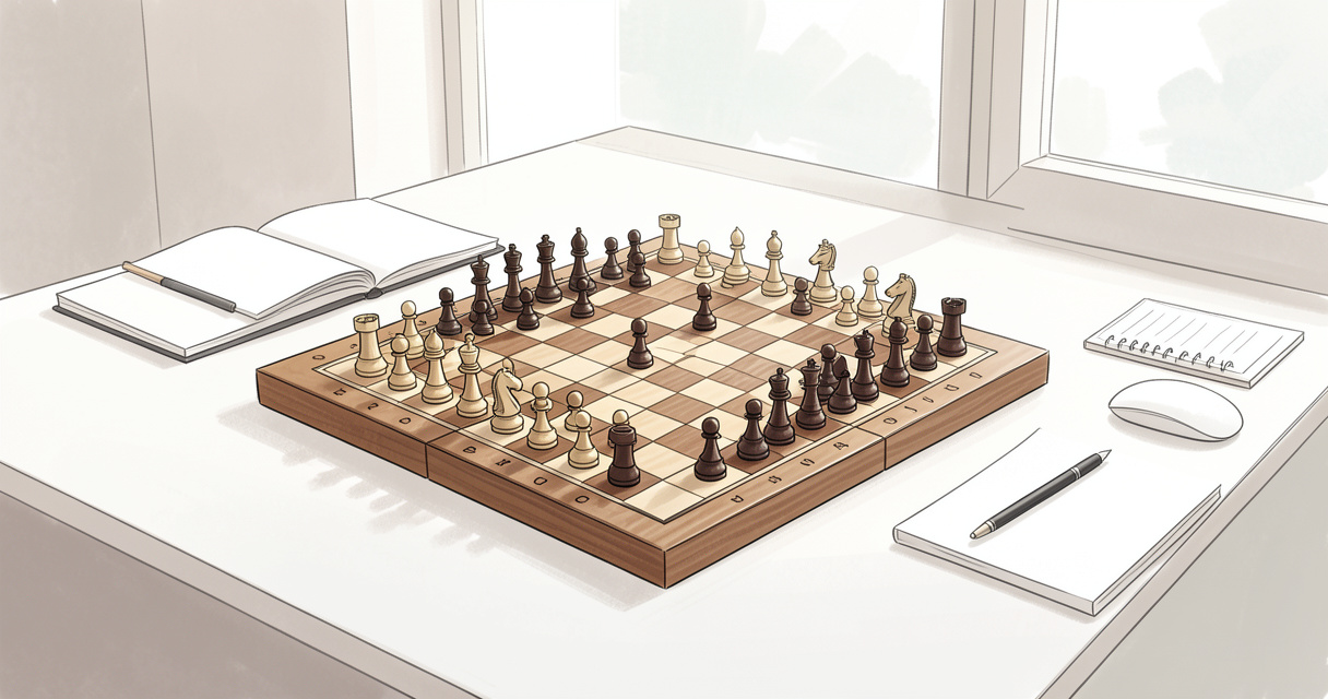 Partie d'échecs en ligne sur ordinateur avec plateau virtuel et pièces, illustration du jeu gratuit