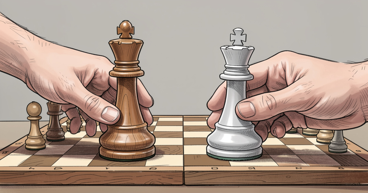 Comparaison entre une pièce d'échecs Staunton en bois et en plastique sur un échiquier