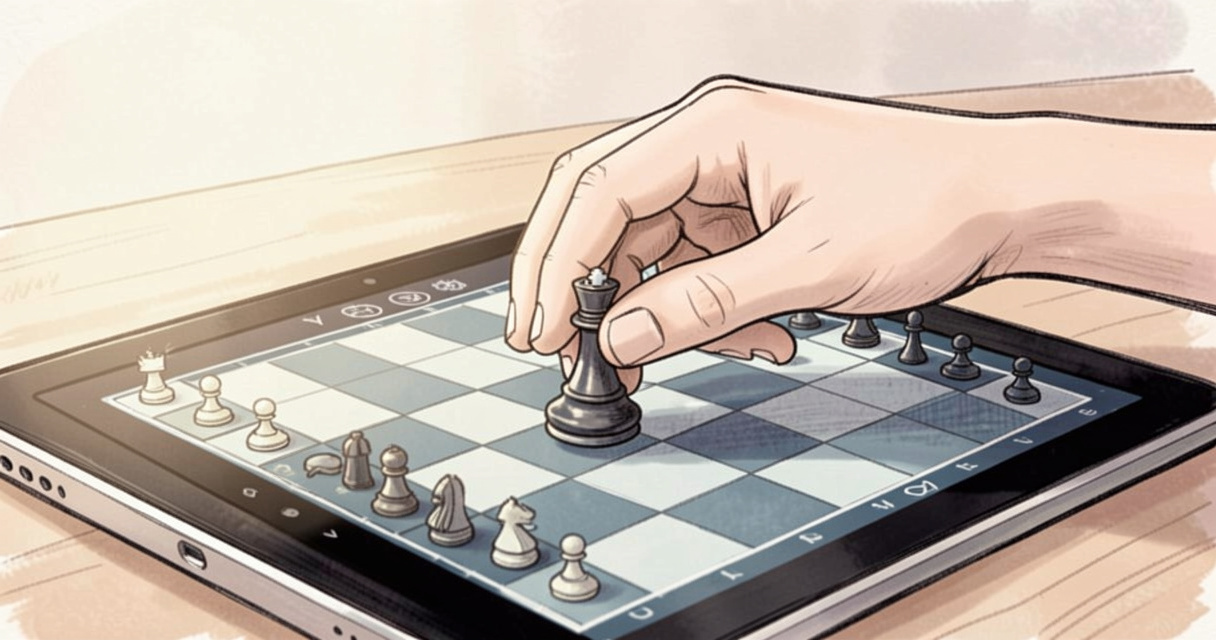 Jouer aux échecs en ligne sur tablette tactile contre l'ordinateur avec pièces déplacées