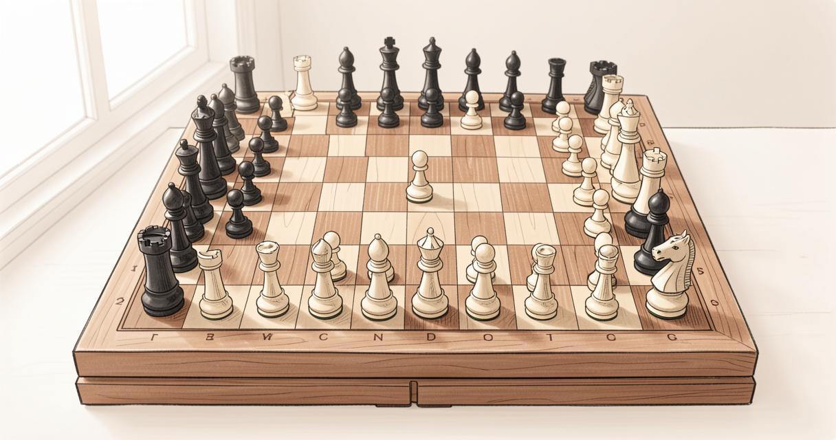 Ouverture anglaise aux échecs : le coup 1.c4 sur un échiquier en bois