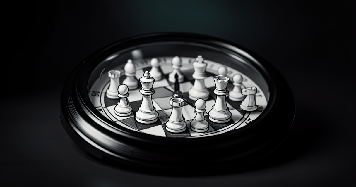 Pendule d'échecs près des pièces pour une partie éclair blitz